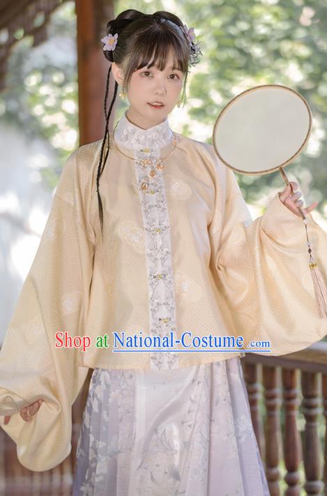 China Ancient Young Beauty Hanfu Garment Traditional Ming Dynasty Noble Lady Historical Clothing