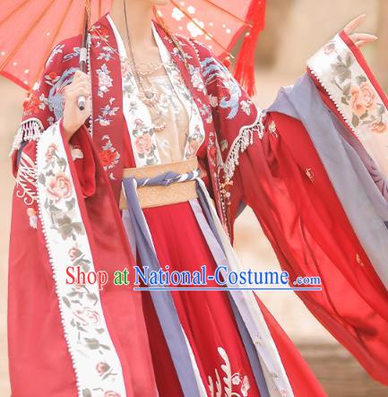 Traditional China Song Dynasty Wedding Historical Clothing Ancient Royal Princess Red Hanfu Dress Complete Set