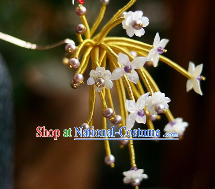 Chinese Traditional Qing Dynasty Court Hair Accessories Ancient Empress Shell Flowers Hairpin