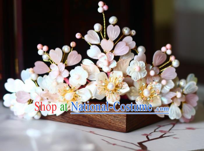 Chinese Ancient Imperial Concubine Hairpin Traditional Song Dynasty Court Shell Sakura Hair Crown