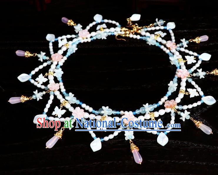 China Traditional Tang Dynasty Shell Butterfly Necklace Handmade Ancient Princess Tassel Necklet Accessories