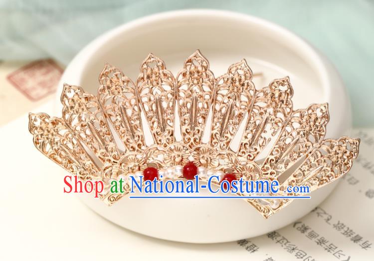 Chinese Ancient Empress Hairpin Traditional Ming Dynasty Golden Hair Crown