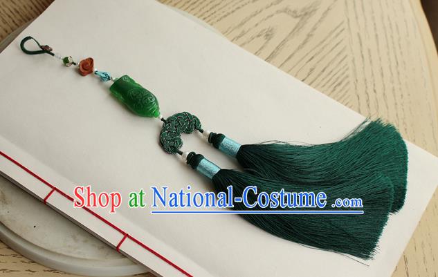 Chinese National Jade Waist Tassel Pendant Classical Qipao Dress Brooch