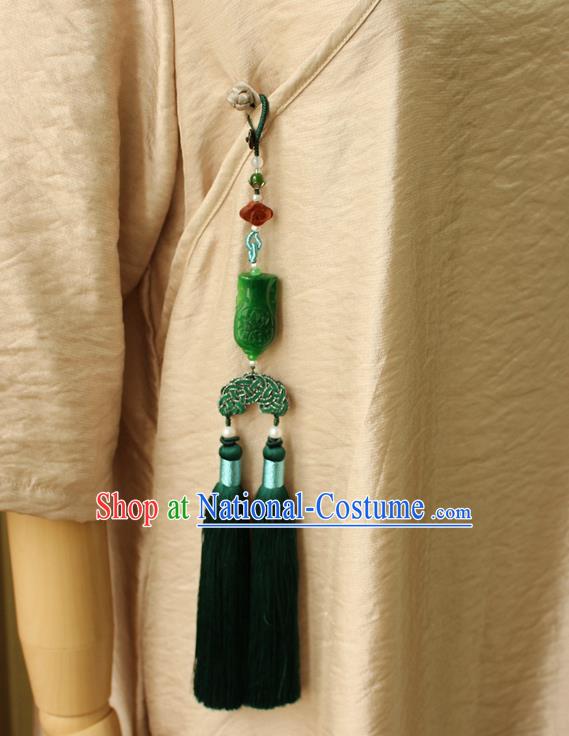 Chinese National Jade Waist Tassel Pendant Classical Qipao Dress Brooch