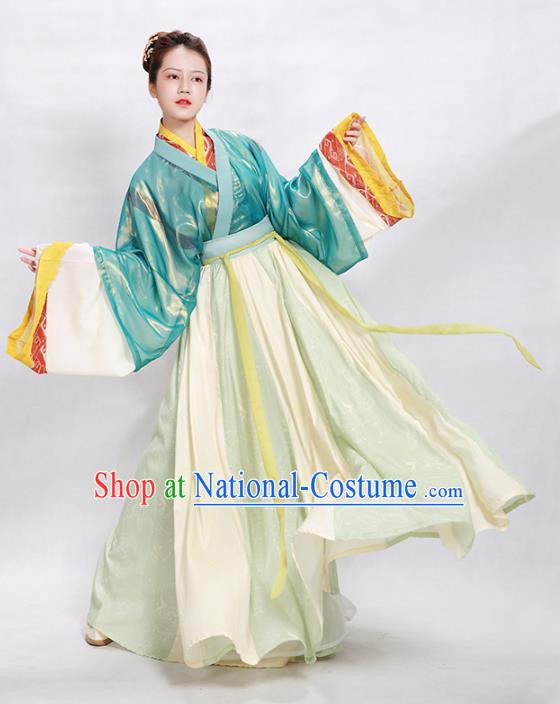 China Traditional Jin Dynasty Court Beauty Historical Clothing Ancient Palace Princess Hanfu Dress Garments