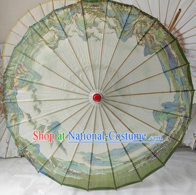 China Handmade Oil Paper Umbrella Traditional Hanfu Umbrella Classical Landscape Painting Umbrellas