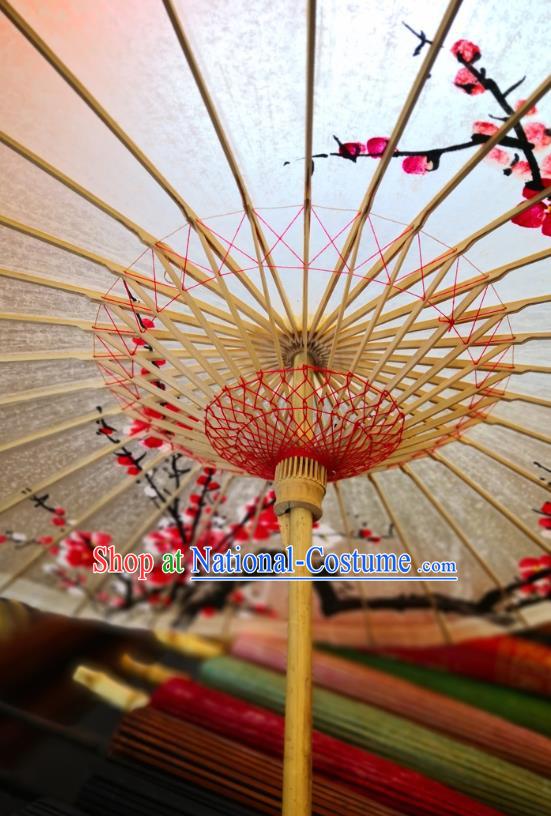 China Classical Dance Umbrellas Handmade Painting Red Plum Oil Paper Umbrella Traditional Stage Performance Oilpaper Umbrella