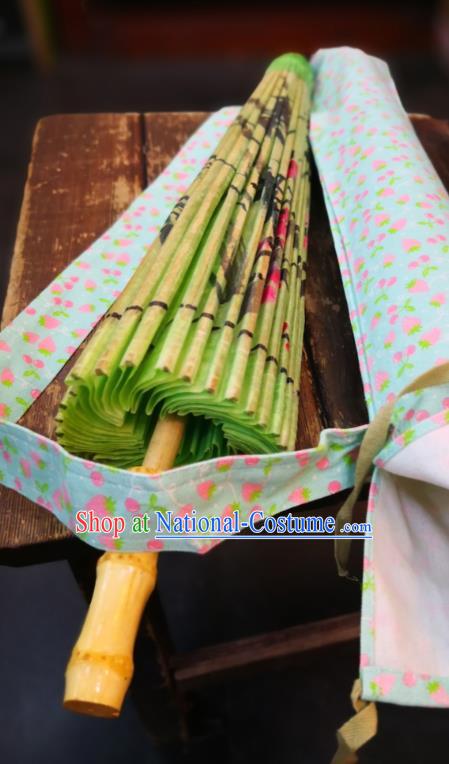 China Traditional Stage Performance Oilpaper Umbrella Hand Painting Plum Bamboo Umbrellas Classical Oil Paper Umbrella