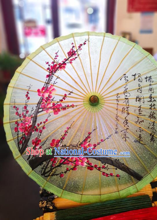 China Classical Oil Paper Umbrella Traditional Stage Performance Oilpaper Umbrella Hand Ink Painting Plum Umbrellas