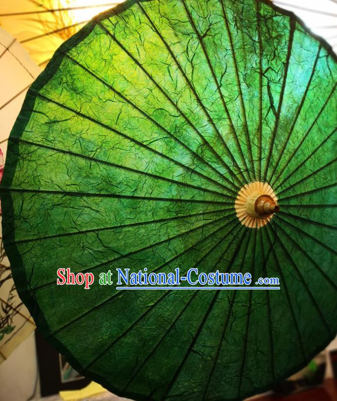 China Traditional Hanfu Deep Green Oilpaper Umbrella Hand Umbrella Classical Dance Oil Paper Umbrella