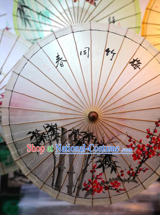 China Classical Oil Paper Umbrella Traditional Hanfu Oilpaper Umbrella Hand Painting Plum Bamboo Umbrella