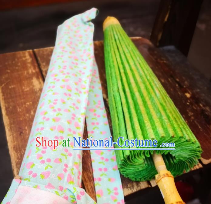 China Handmade Green Oilpaper Umbrella Classical Oil Paper Umbrella Traditional Hanfu Dance Umbrella