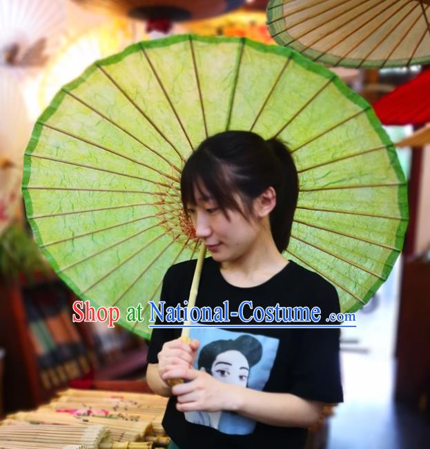 China Handmade Green Oilpaper Umbrella Classical Oil Paper Umbrella Traditional Hanfu Dance Umbrella