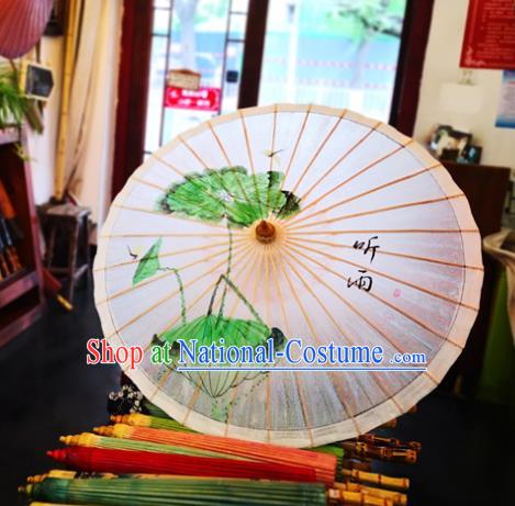 China Traditional Hanfu Painting Lotus Leaf Umbrella Handmade Oilpaper Umbrella Classical Dance Oil Paper Umbrella