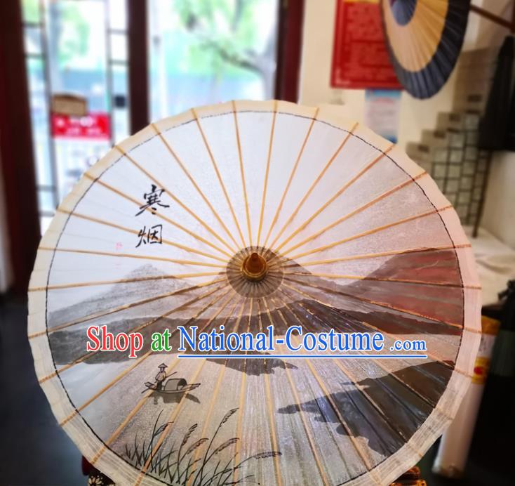 China Classical Dance Oil Paper Umbrella Traditional Hanfu Ink Painting Landscape Umbrella Handmade Oilpaper Umbrella