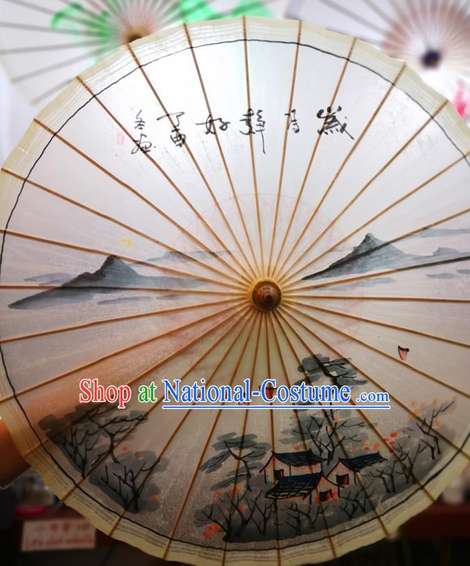 China Traditional Hanfu Umbrella Handmade Oilpaper Umbrella Ink Painting Oil Paper Umbrella