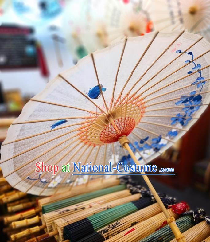 China Traditional Hanfu Dance Umbrella Handmade Oilpaper Umbrella Ink Painting Orchids Oil Paper Umbrella