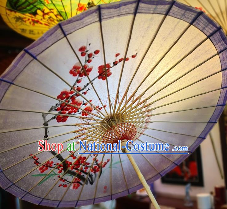 China Ink Painting Plum Blossom Oil Paper Umbrella Traditional Hanfu Dance Umbrella Handmade Violet Oilpaper Umbrella