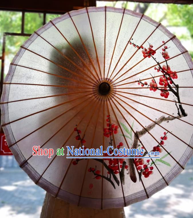 China Ink Painting Plum Blossom Oil Paper Umbrella Traditional Hanfu Dance Umbrella Handmade Violet Oilpaper Umbrella