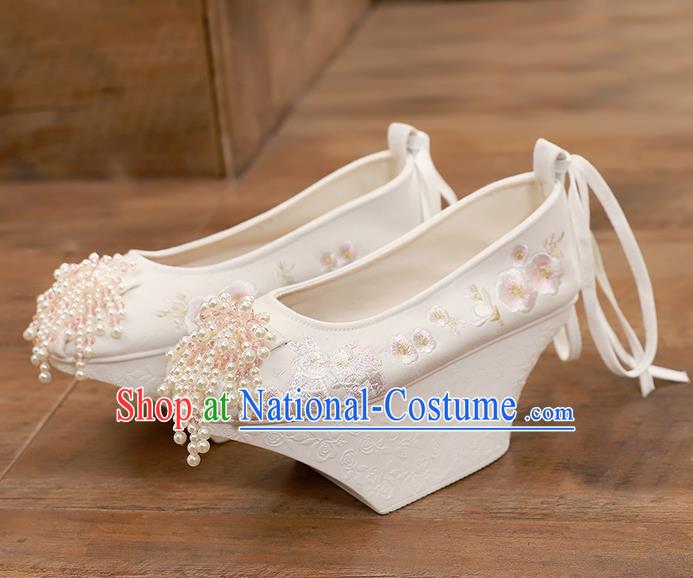 Chinese Handmade Embroidered Shoes Traditional Ancient Qing Dynasty Imperial Consort Saucers Shoes