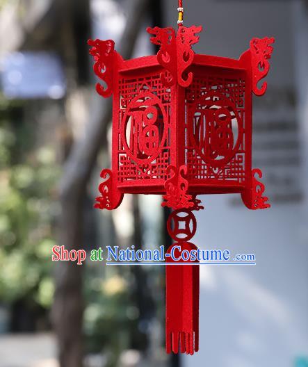 China Handmade Dragon Head Hanging Lamp Decoration New Year Red Lantern