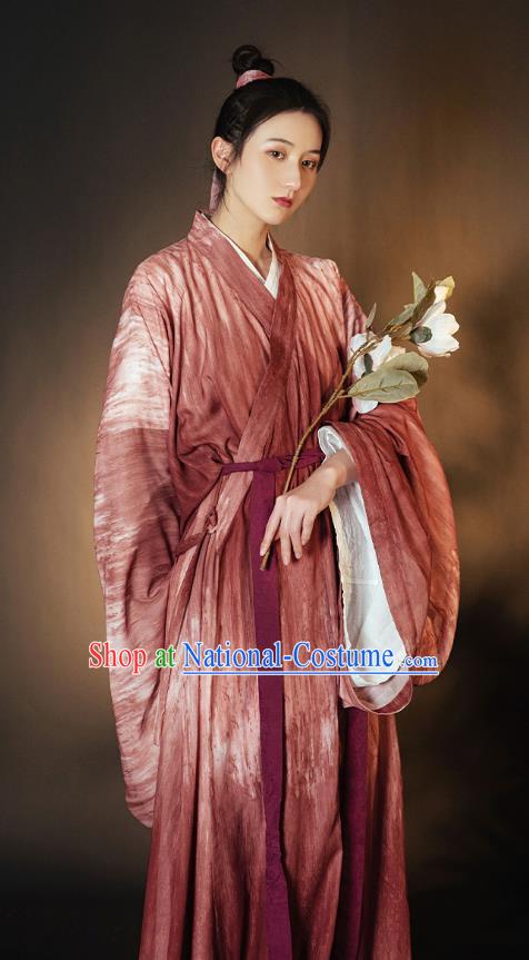 China Ancient Young Beauty Hanfu Dress Garment Traditional Wei Jin Dynasty Swordswoman Historical Clothing