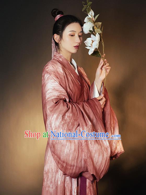 China Ancient Young Beauty Hanfu Dress Garment Traditional Wei Jin Dynasty Swordswoman Historical Clothing