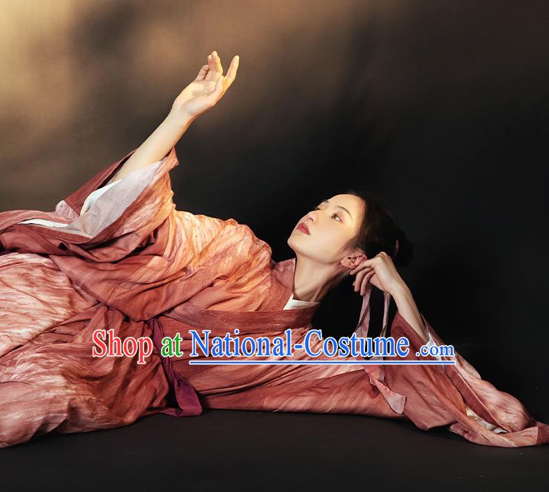 China Ancient Young Beauty Hanfu Dress Garment Traditional Wei Jin Dynasty Swordswoman Historical Clothing