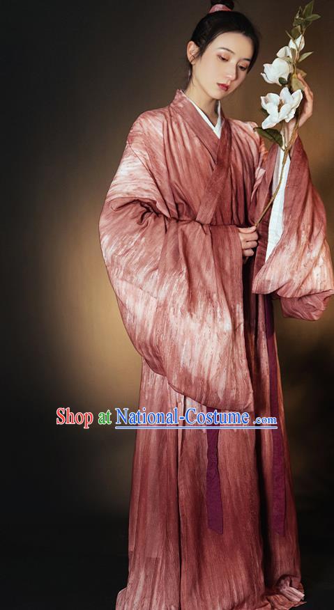 China Ancient Young Beauty Hanfu Dress Garment Traditional Wei Jin Dynasty Swordswoman Historical Clothing