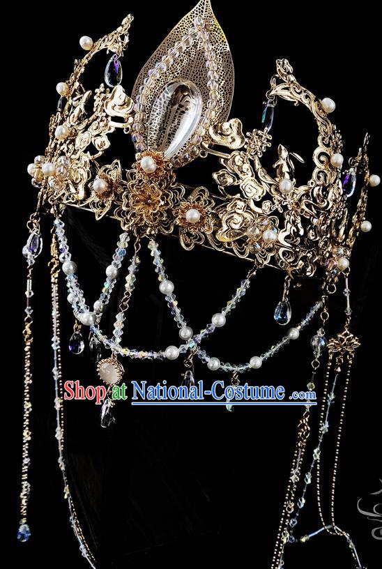 China Handmade Hair Accessories Ancient Queen Golden Tassel Hair Crown