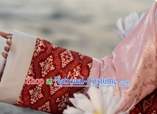 China Traditional Han Dynasty Royal Princess Historical Clothing Ancient Noble Lady Pink Hanfu Dress Garments