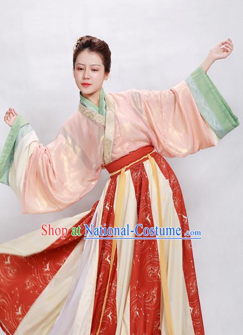 China Ancient Palace Princess Hanfu Dress Apparels Traditional Jin Dynasty Court Beauty Historical Clothing