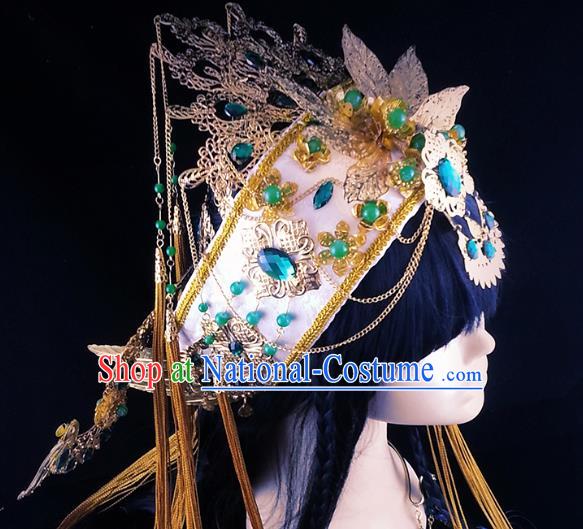 China Ancient Empress Phoenix Coronet Headwear Handmade Traditional Cosplay Goddess Queen Hair Crown Hat