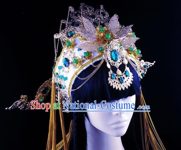 China Ancient Empress Phoenix Coronet Headwear Handmade Traditional Cosplay Goddess Queen Hair Crown Hat