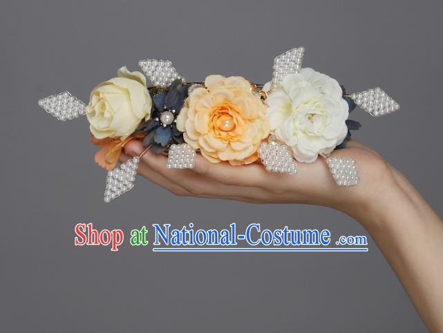 China Ancient Imperial Concubine Hair Accessories Traditional Song Dynasty Court Woman Silk Peony Hair Crown