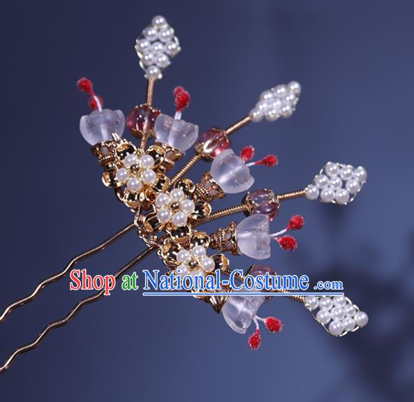 China Ancient Princess Plum Blossom Hairpin Traditional Ming Dynasty Young Lady Hair Stick