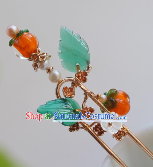 China Ancient Court Beauty Pearls Hairpin Traditional Song Dynasty Palace Lady Shell Plum Hair Stick