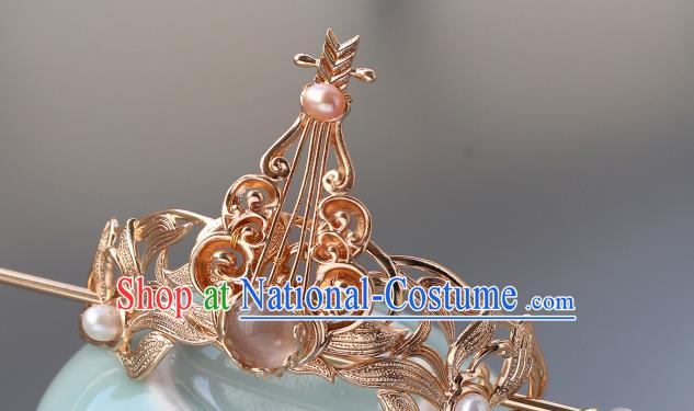 Chinese Traditional Jin Dynasty Prince Golden Hairdo Crown and Hairpin Ancient Swordsman Hair Accessories