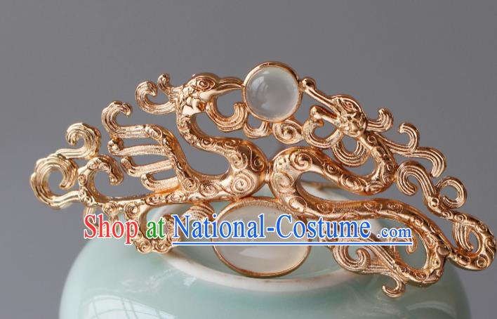 China Ancient Princess Golden Phoenix Hairpin Traditional Ming Dynasty Empress Hair Crown