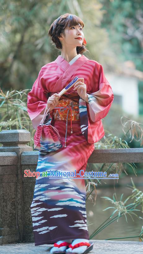 Asian Japan Bride Red Homongi Kimono Japanese Traditional Wedding Costumes