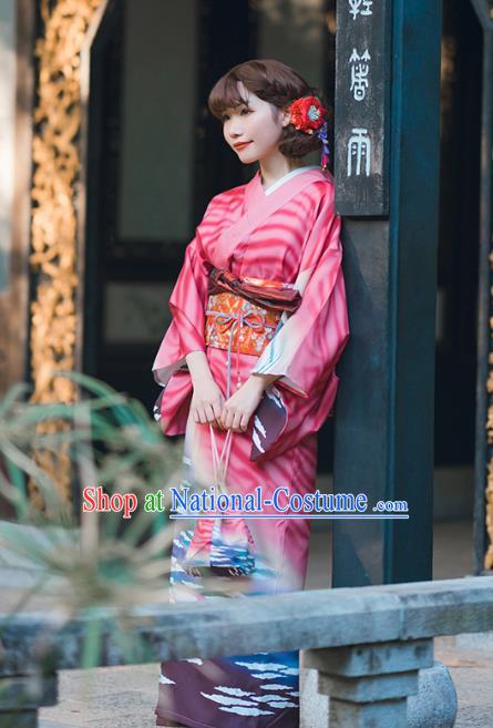 Asian Japan Bride Red Homongi Kimono Japanese Traditional Wedding Costumes