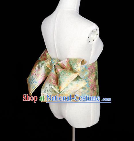 Japan Traditional Yukata Golden Brocade Waistband Japanese Kimono Belt