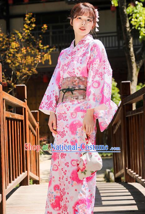 Asian Japan Printing Kimono Dress Japanese Traditional Hanabi Taikai Young Lady Yukata Costume