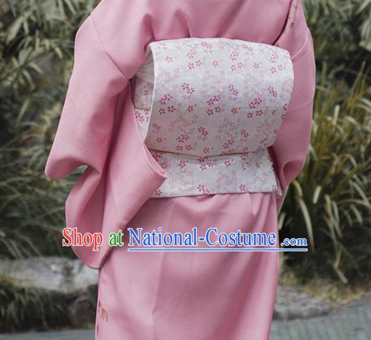 Japanese Kimono Accessories Pink Brocade Belt Japan Traditional Yukata Waistband