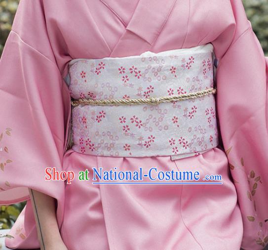 Japanese Kimono Accessories Pink Brocade Belt Japan Traditional Yukata Waistband