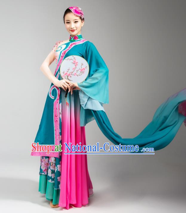 Chinese Classical Dance Green Outfits Palace Fan Dance Dress Traditional Stage Performance Costumes