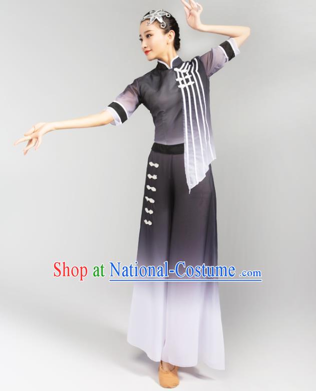 China Fan Dance Yangko Dance Clothing Folk Dance Grey Uniforms