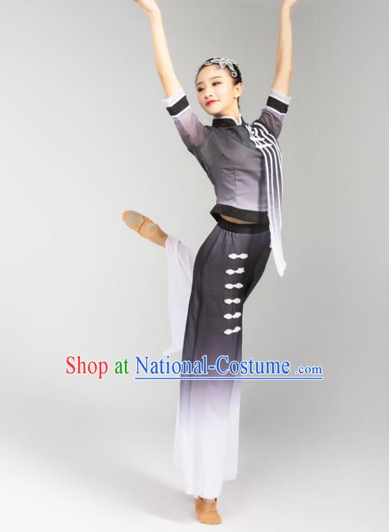 China Fan Dance Yangko Dance Clothing Folk Dance Grey Uniforms