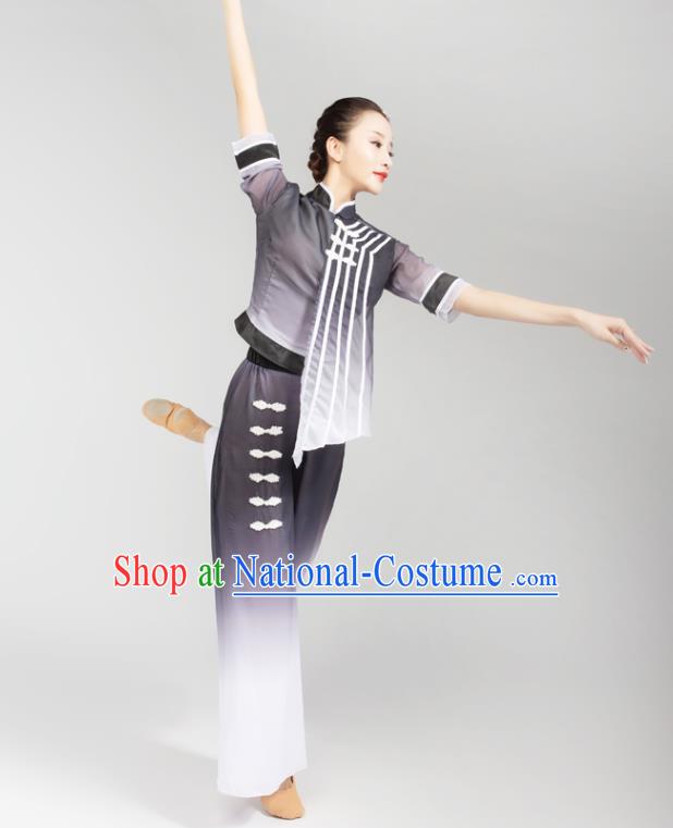 China Fan Dance Yangko Dance Clothing Folk Dance Grey Uniforms