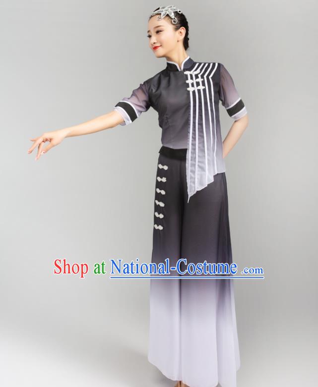 China Fan Dance Yangko Dance Clothing Folk Dance Grey Uniforms